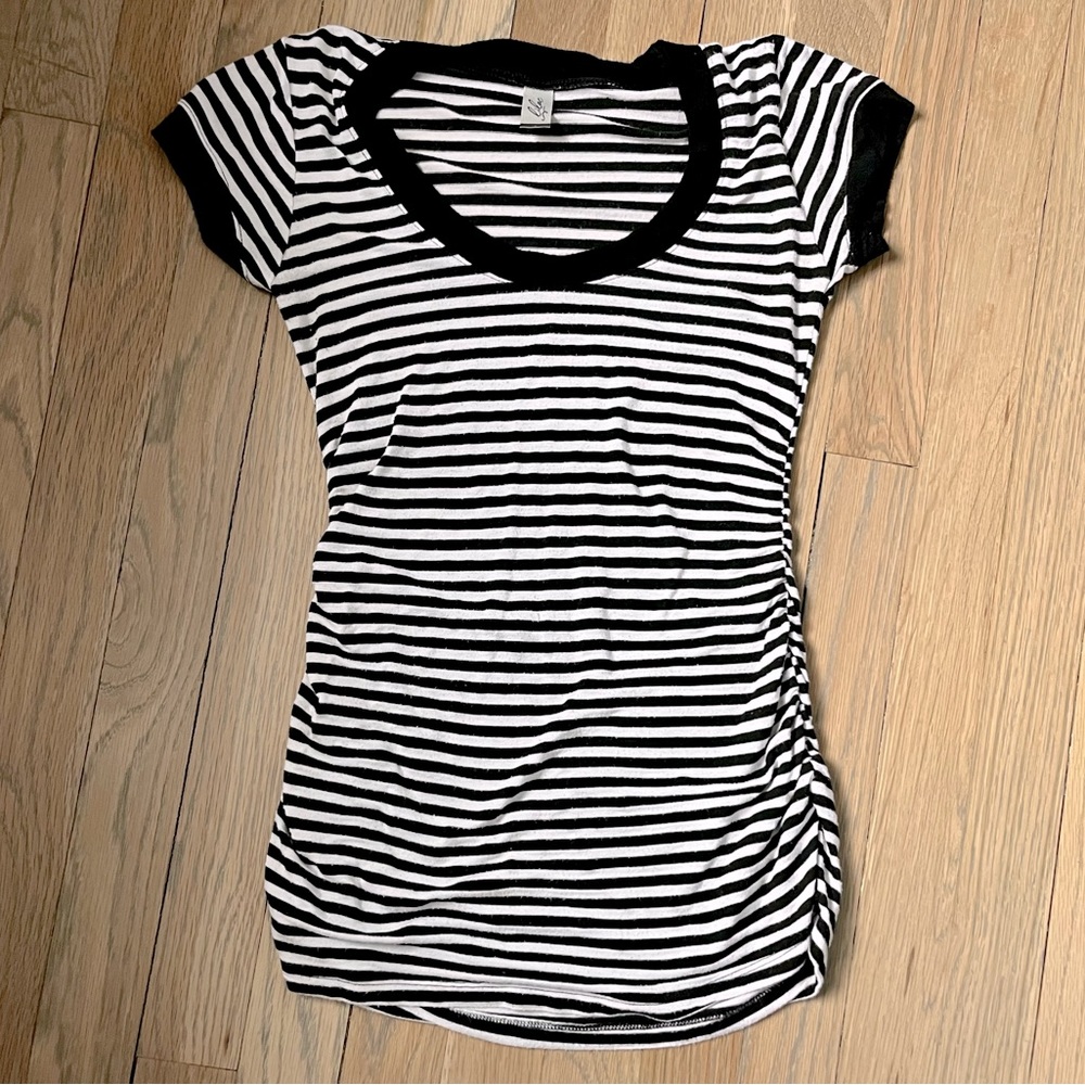 Lilac Maternity Hailey Top - Black/Ivory Stripe. Size Small.